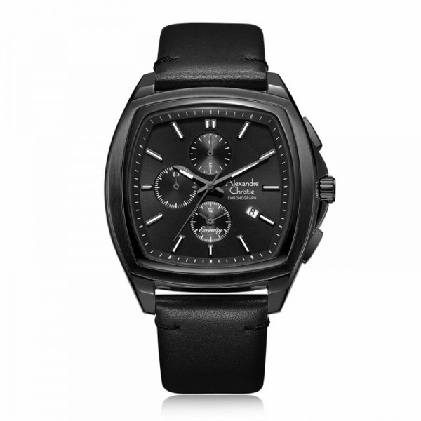 Alexandre Christie AC 6616 Full Black Leather Man MCLIPBA